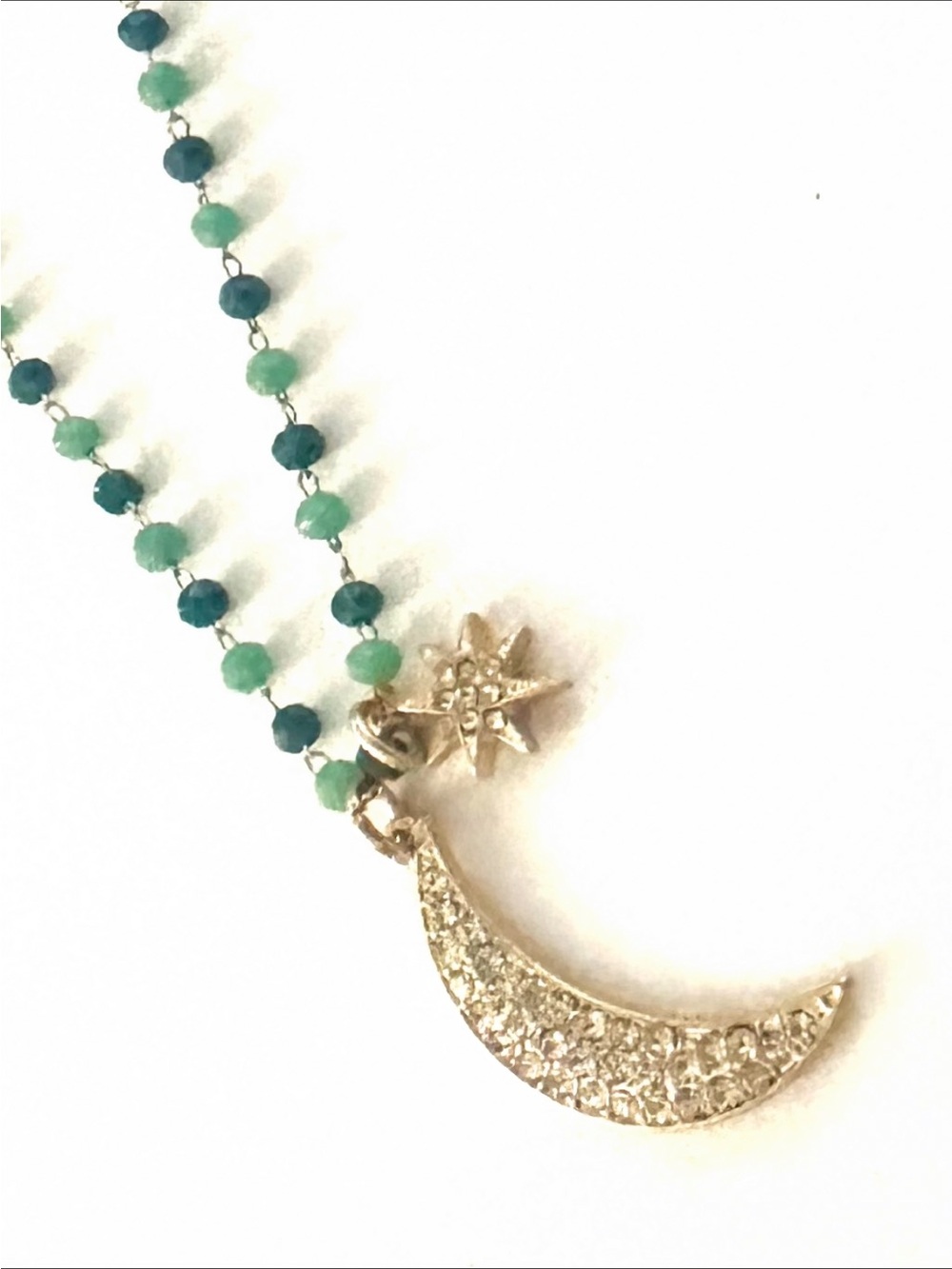 Lonna & Lilly Long Layered Necklace w/ Crescent Moon, Star & Teal Beads